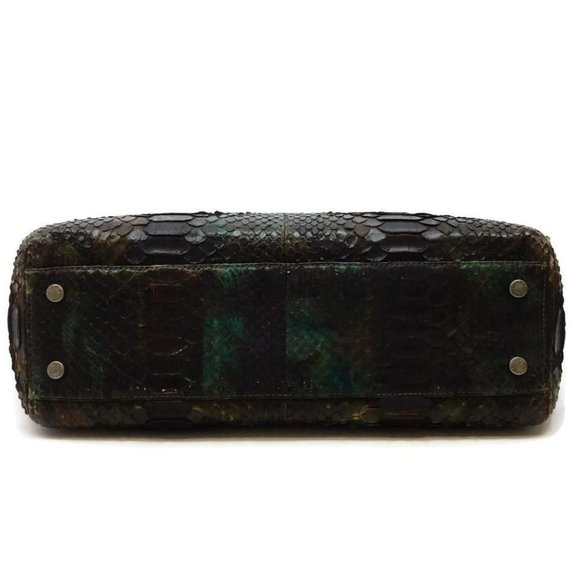 Chanel Green/Brown Multi Python Skin Cerf Tote - Picture 5 of 12